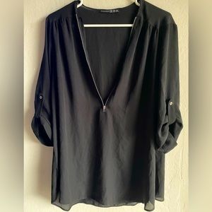 ATMOSPHERE | black zip blouse | women’s UK 16 (US L)